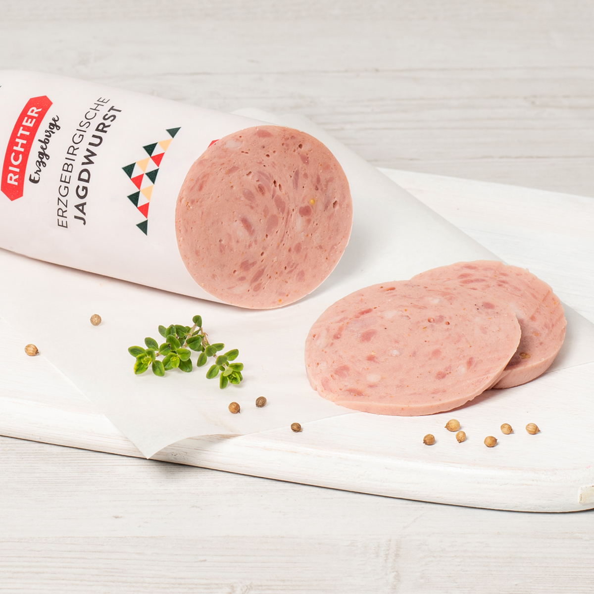 RichterErzgebirgeErzJagdwurstStimmung Erzgebirgische Jagdwurst aufgeschnitten