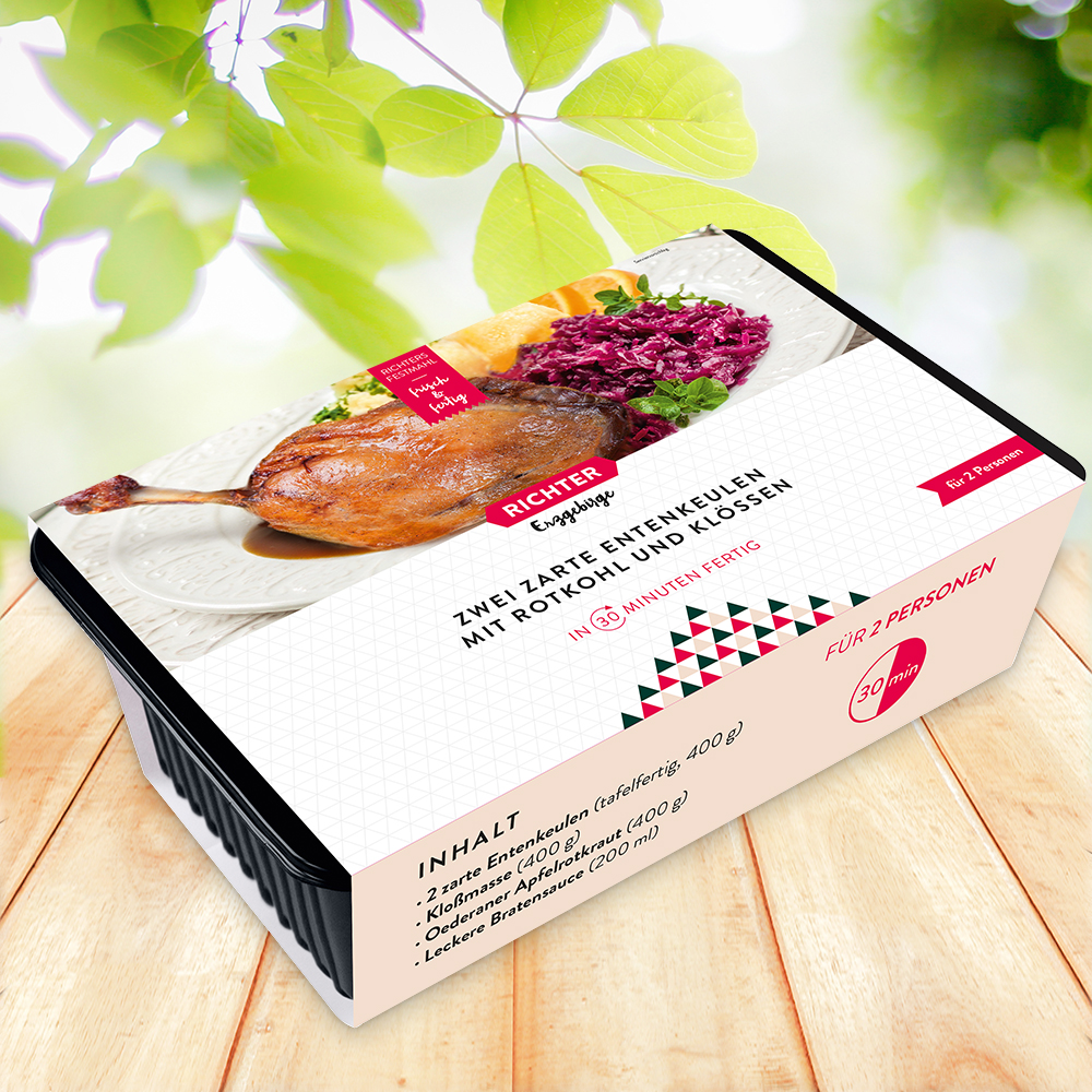 Festmahl Entenkeule mit Kloßteig - 2 Portionen