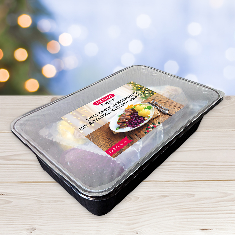 Festmahl Gänsebrust 2 x mit Rotkohl und Kloßteig und Sauce