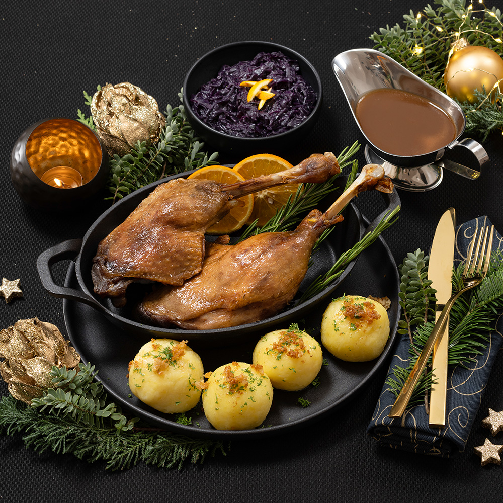 Festmahl Entenkeule mit Kloßteig - 2 Portionen