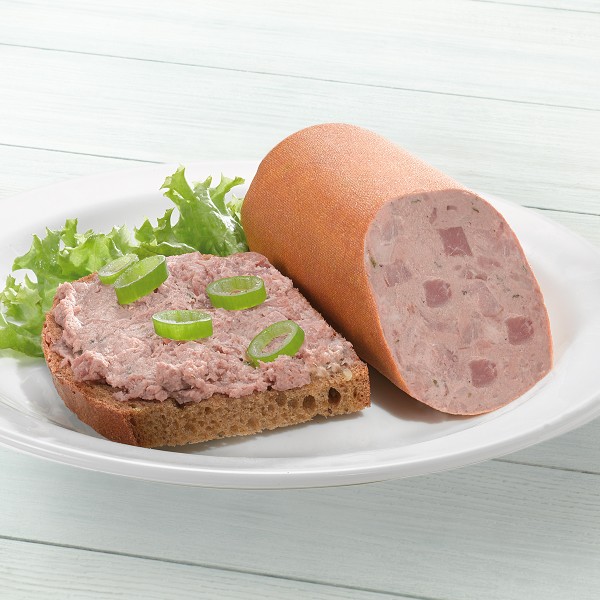 Oederaner Kasslerleberwurst im Schrägschnitt Serviervorschlag