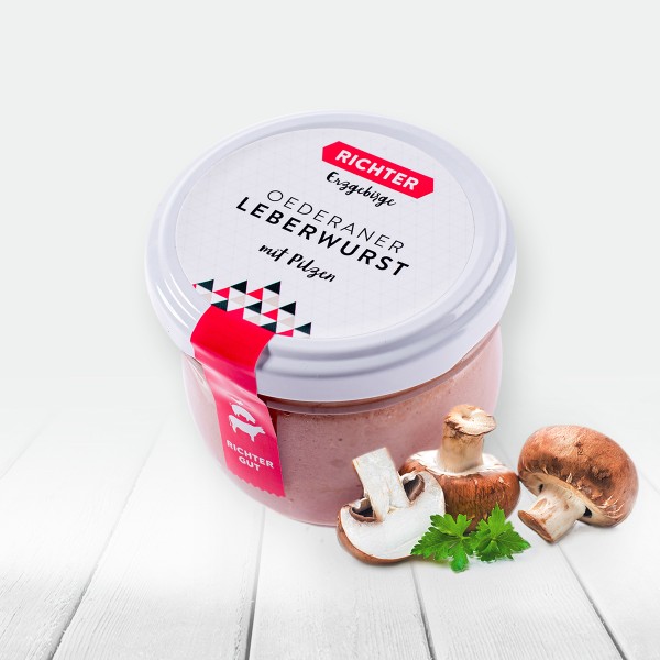 Oederaner Leberwurst mit Pilzen im Glas